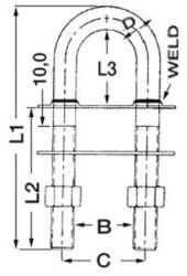 U-Bolzen Verbindungstk konisch VA-Stahl 160x15,8mm 